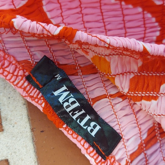 BTFBM floral smocked tiered maxi Dress One Shoulder Sz M Beach Cruise Easter - Picture 5 of 6